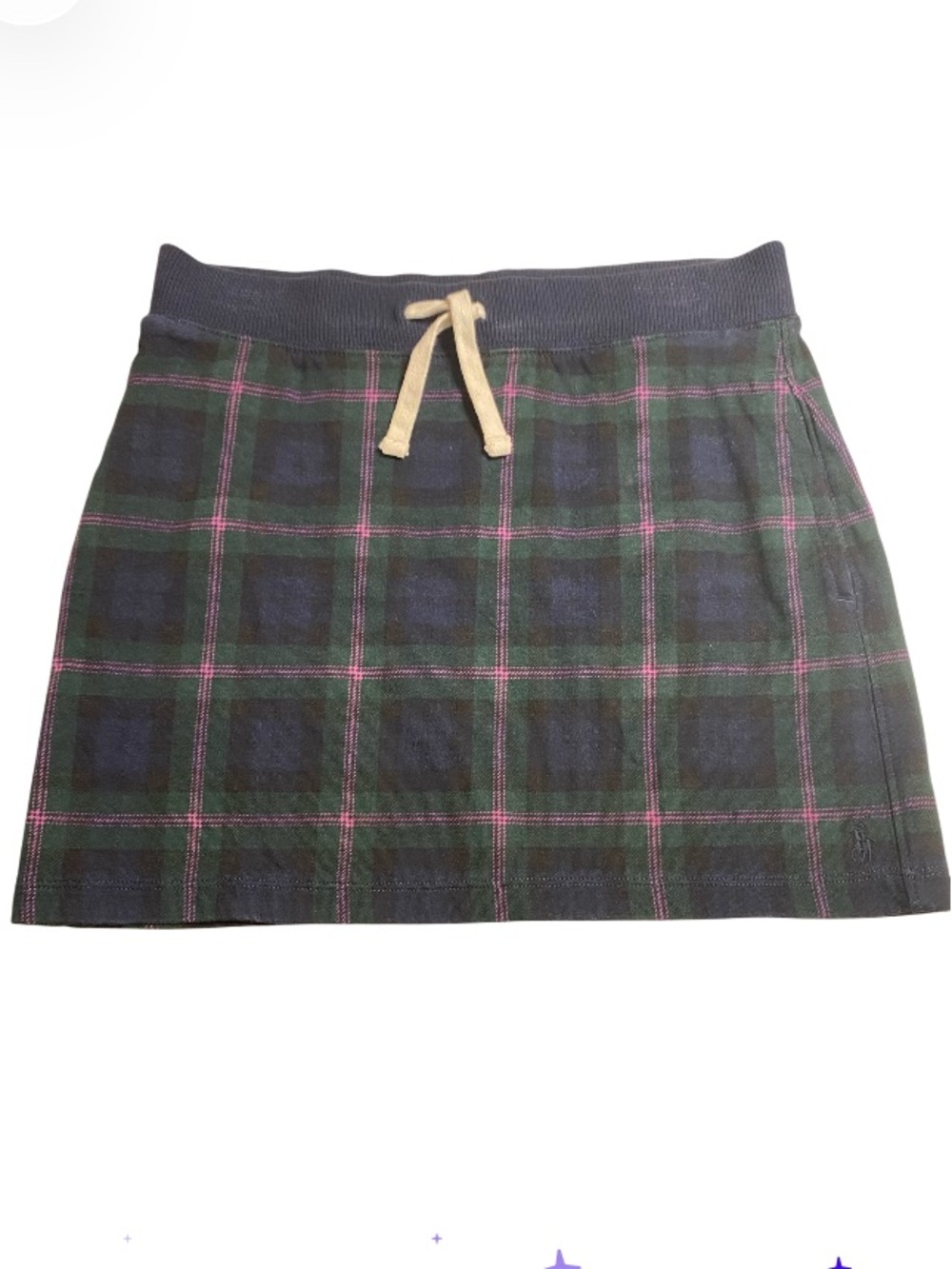 Polo by Ralph Lauren Plaid Skirt Navy Green & Pink Pockets Size Medium (8/10)